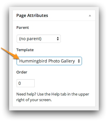 Set page template